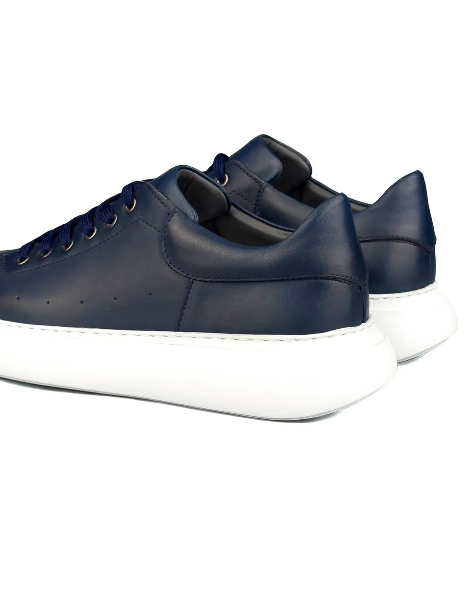 T-Strada Navy Blue Genuine Leather Men's Sports (Sneaker) Shoes