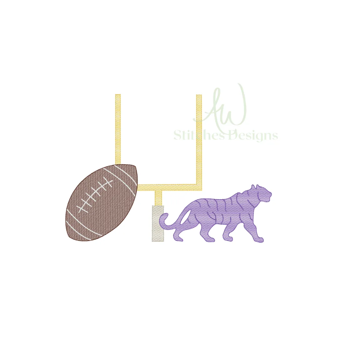 Tiger Football Sketch Stitch Embroidery Design