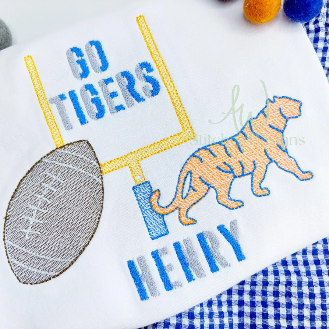 Tiger Football Sketch Stitch Embroidery Design