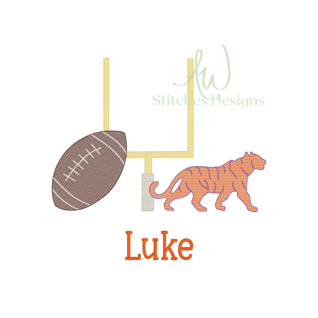 Tiger Football Sketch Stitch Embroidery Design