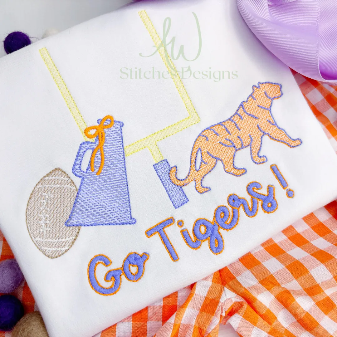 Tiger Football with Bow Sketch Stitch