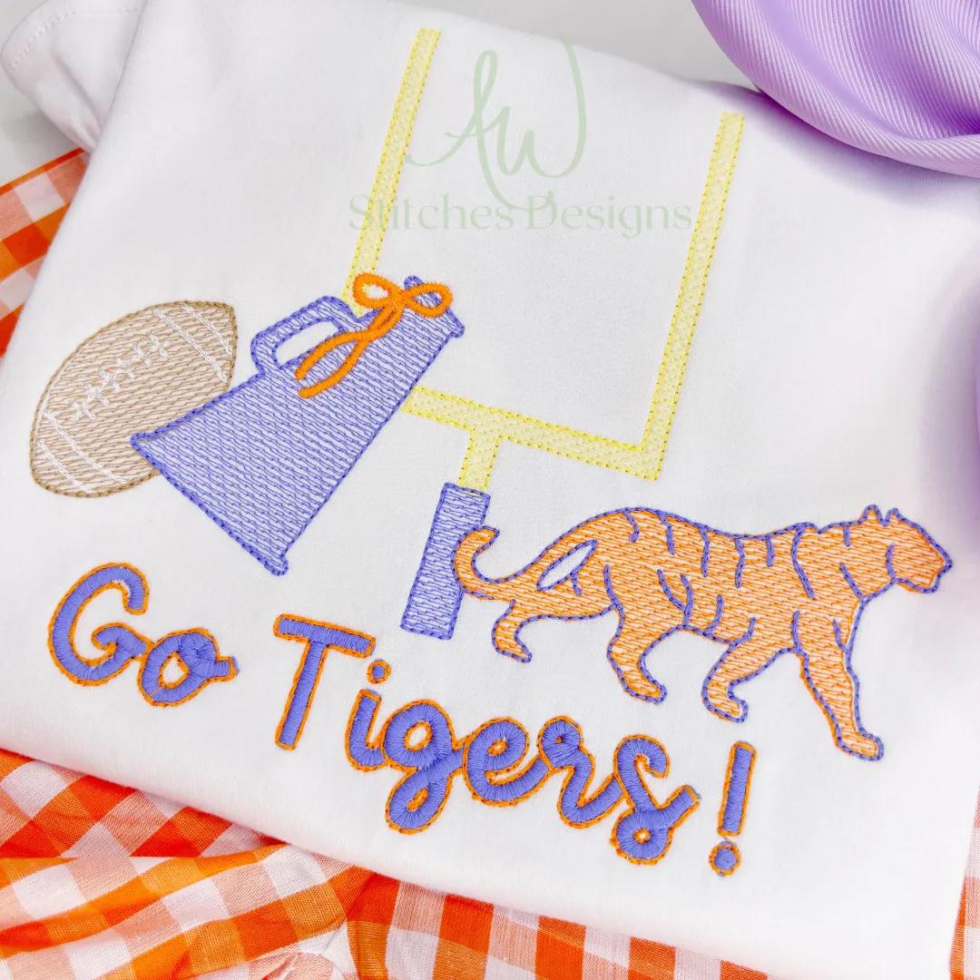 Tiger Football with Bow Sketch Stitch