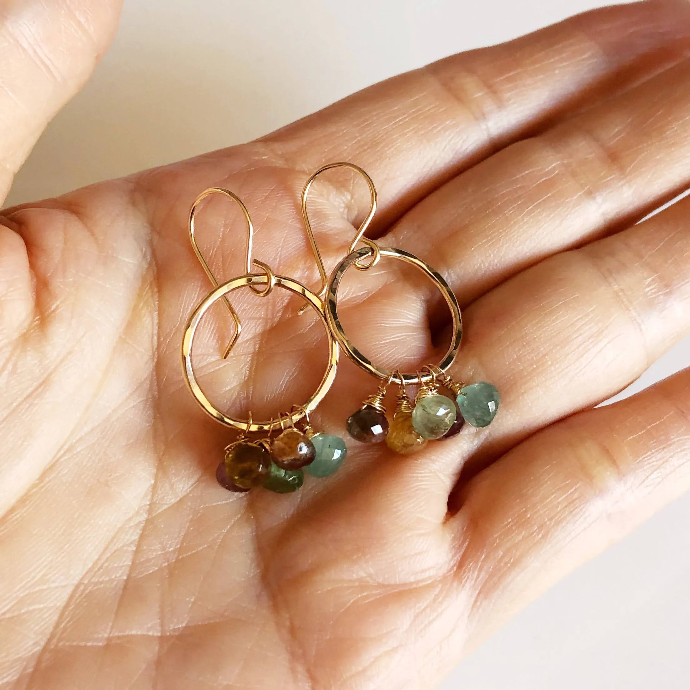 Tourmaline hoops earrings (E525)