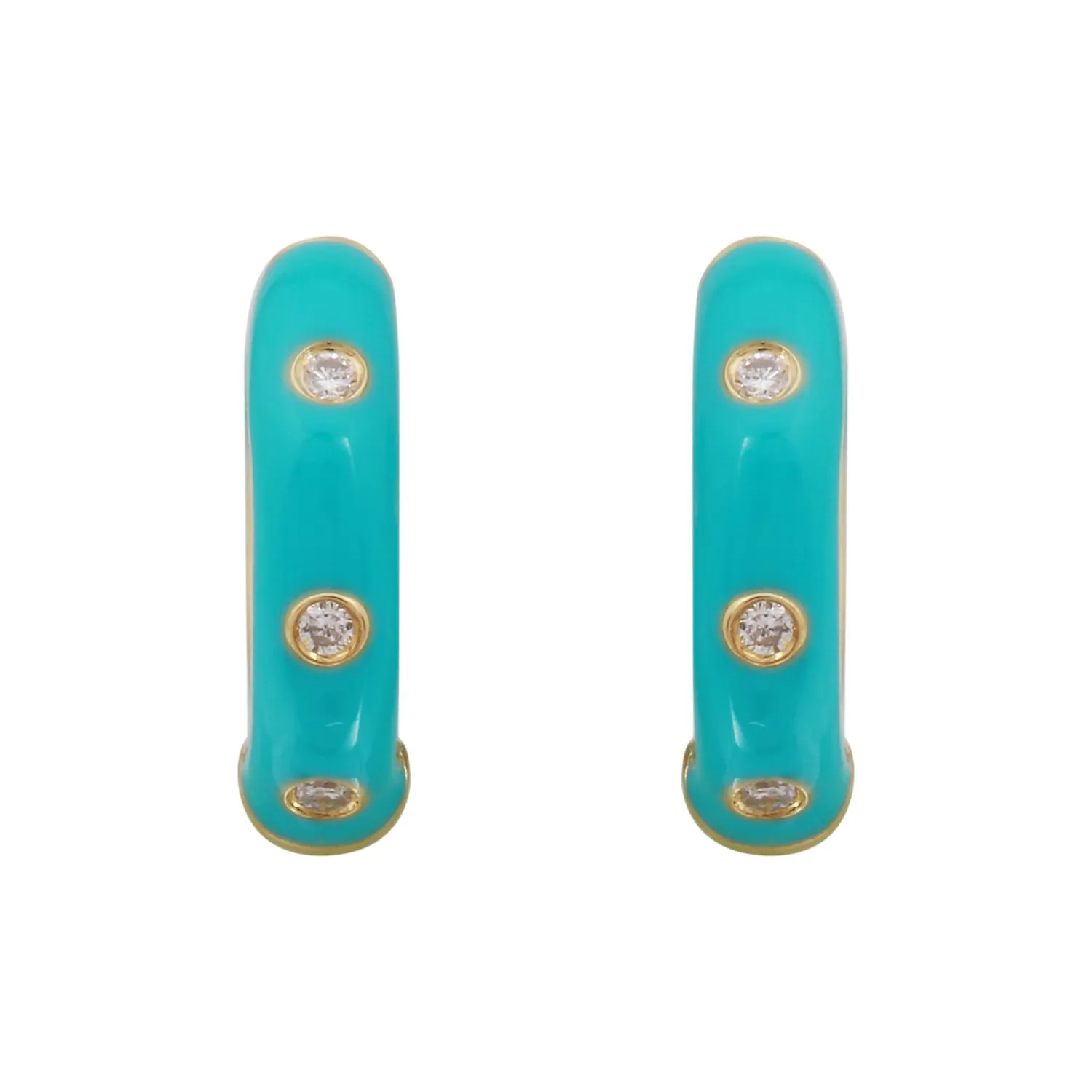 Turquoise Enamel Huggies