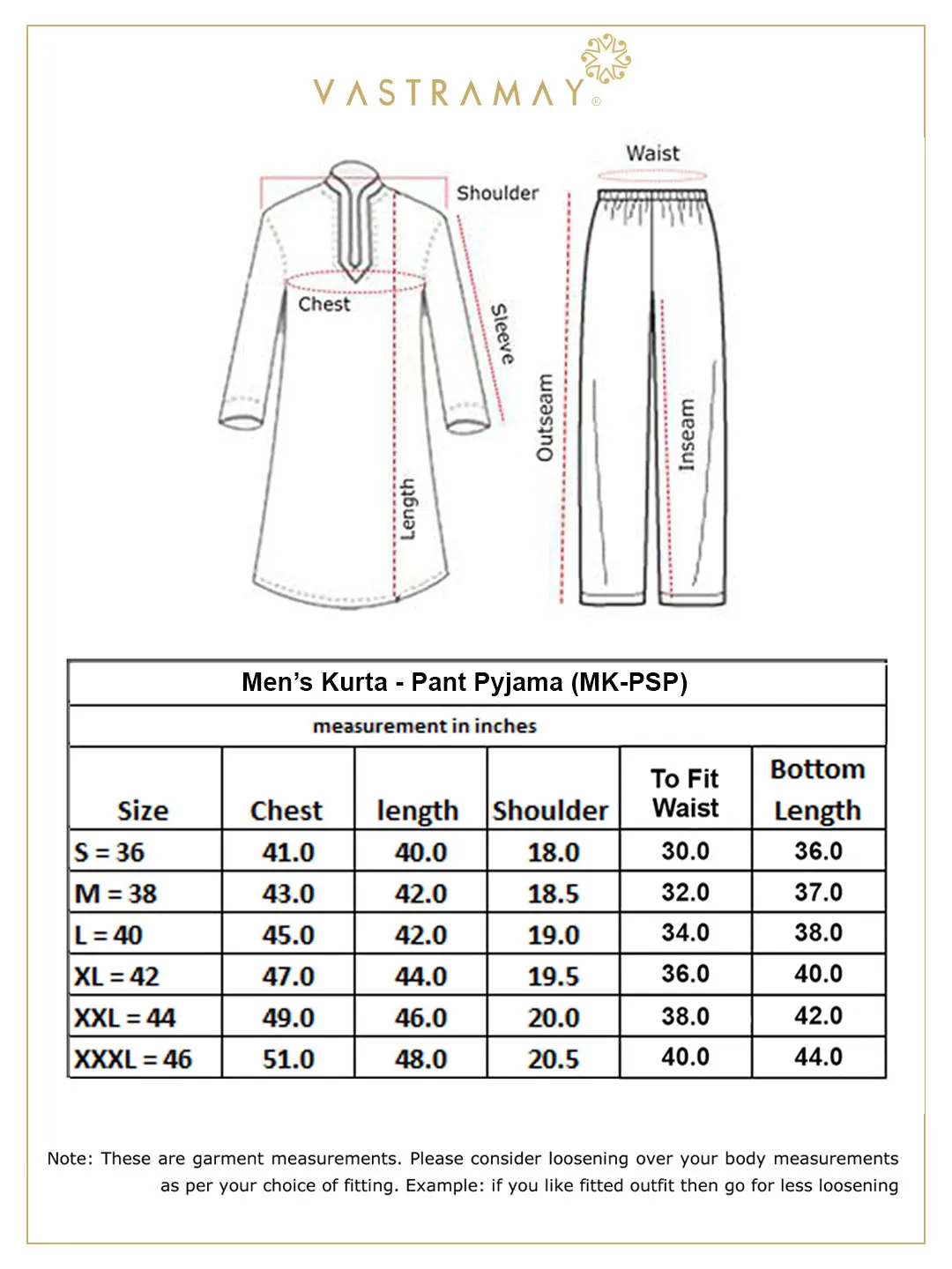 VASTRAMAY Black Cotton Kurta & White Pyjama