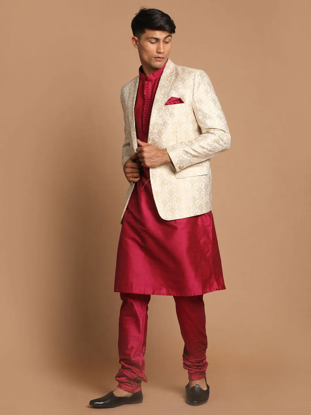 VASTRAMAY Fuchsia & Gold Kurta Set