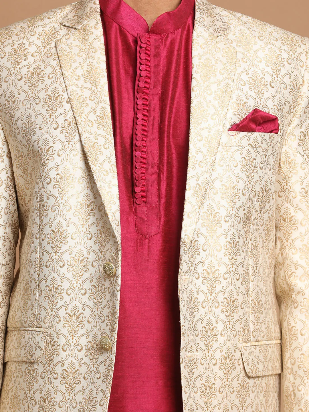 VASTRAMAY Fuchsia & Gold Kurta Set