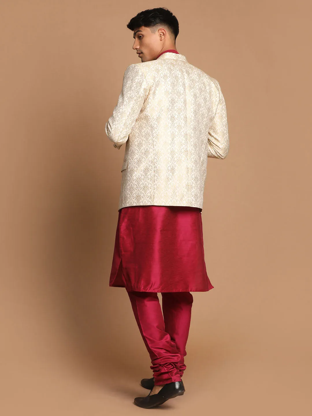 VASTRAMAY Fuchsia & Gold Kurta Set