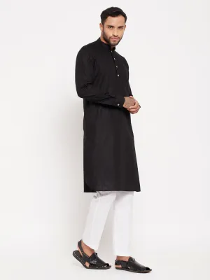 VASTRAMAY Men's Black & White Pathani Suit