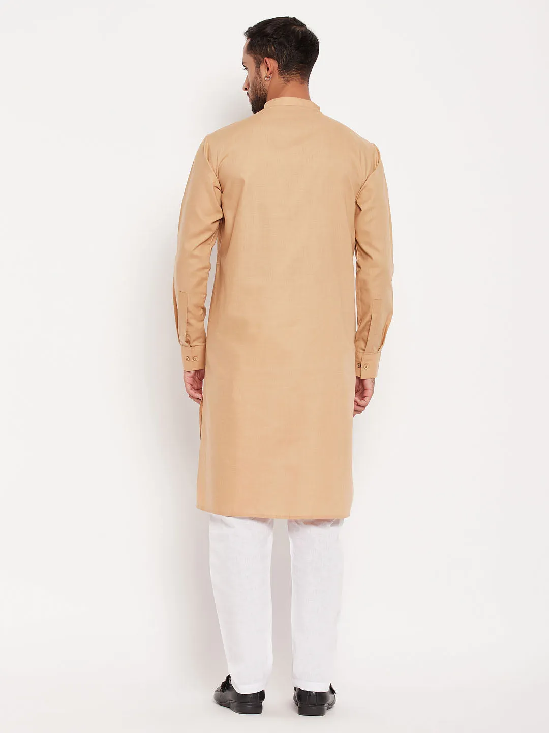 VASTRAMAY Men's Chiku Cotton Kurta Set