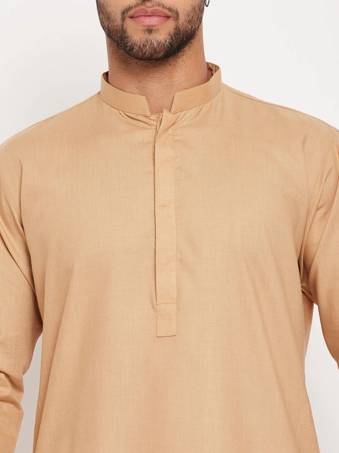 VASTRAMAY Men's Chiku Cotton Kurta Set