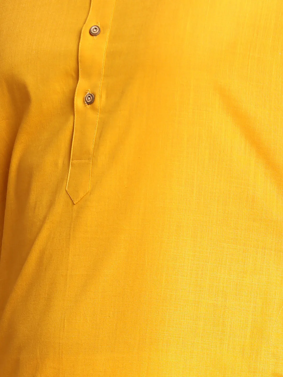 VASTRAMAY Men's Mustard Kurta and White Pyjama