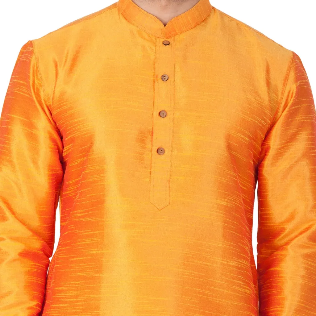 VASTRAMAY Men's Orange Kurta Pyjama Set