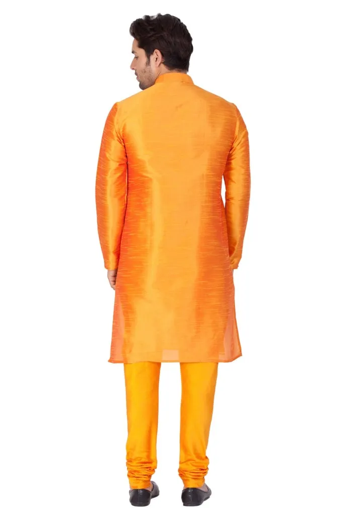 VASTRAMAY Men's Orange Kurta Pyjama Set