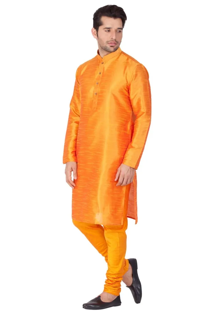 VASTRAMAY Men's Orange Kurta Pyjama Set