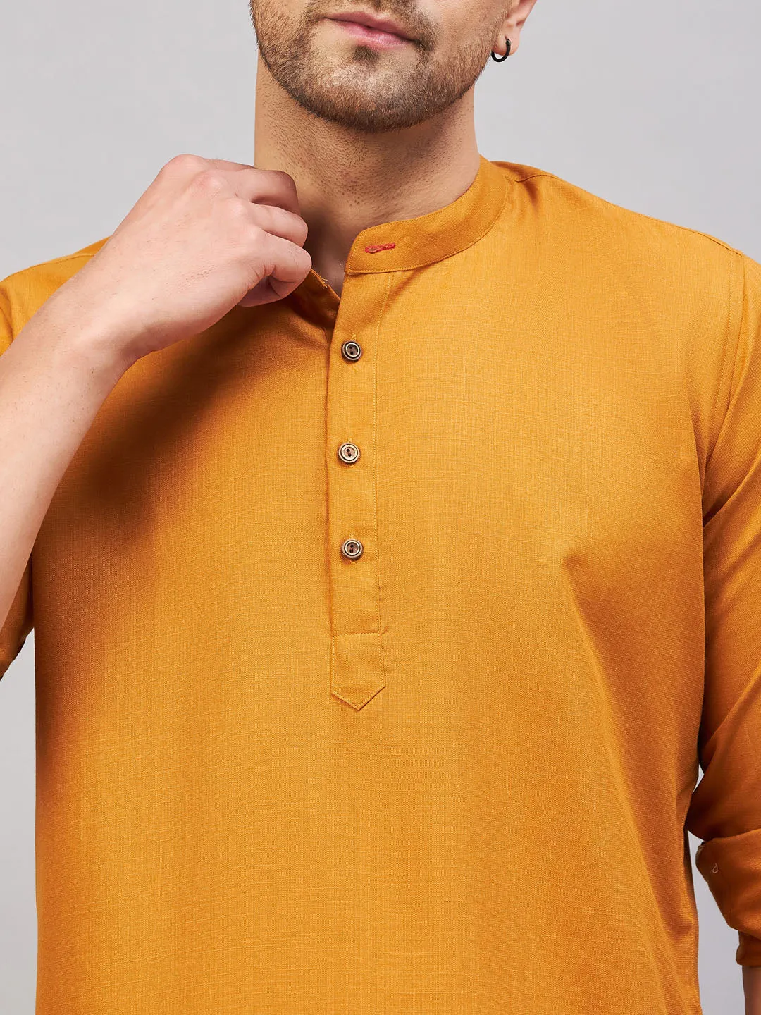 VASTRAMAY Men's Rust Cotton Kurta