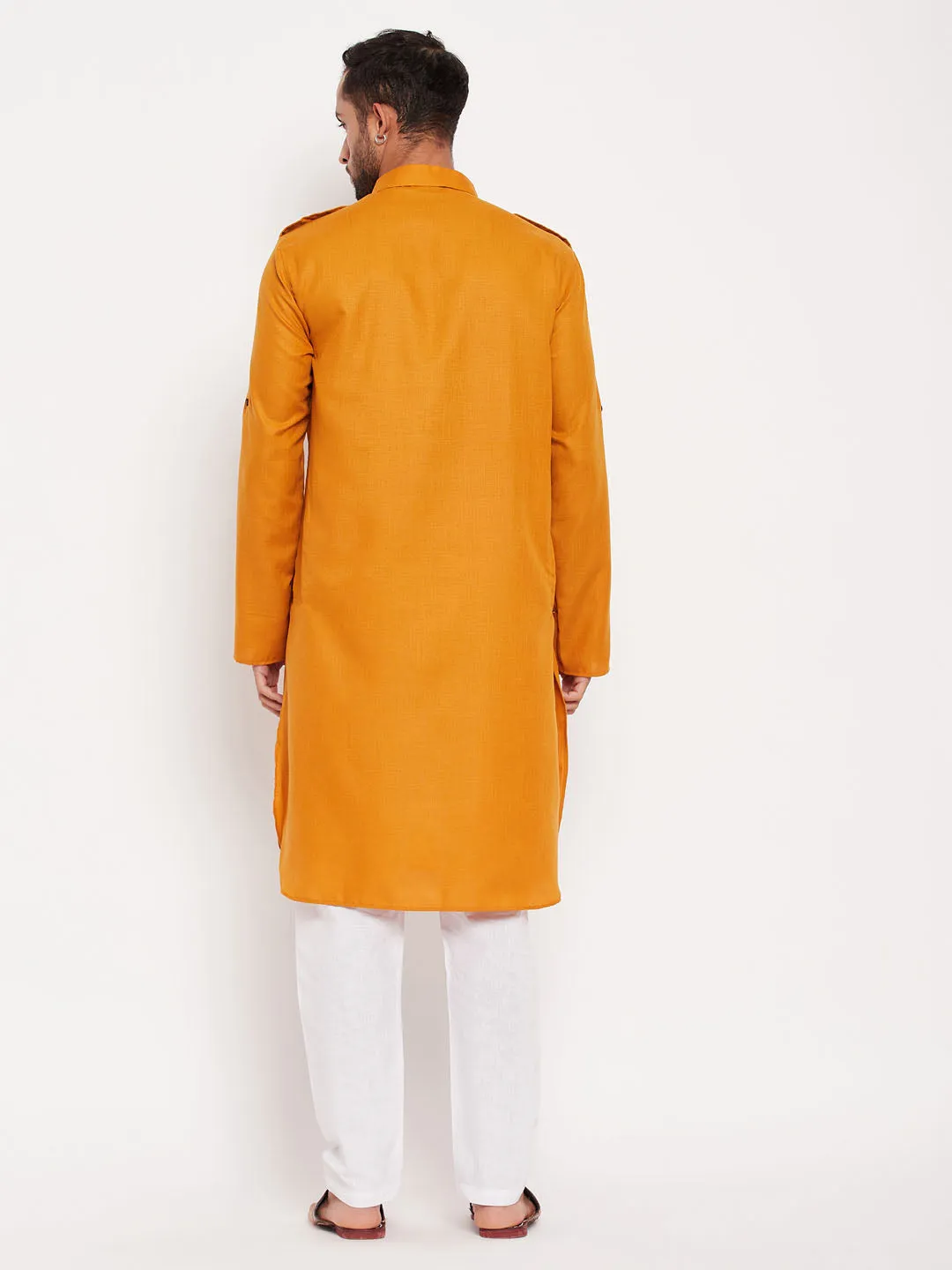 VASTRAMAY Men's Rust Pathani Suit Set