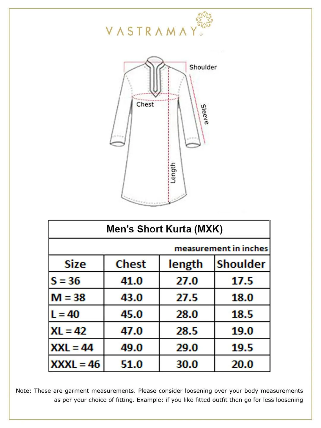 VASTRAMAY Men's White Short Cotton Kurta