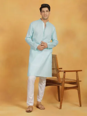 VASTRAMAY Mint Green Cotton Kurta Pyjama