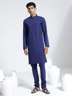 VASTRAMAY Navy Blue Crepe Kurta Set