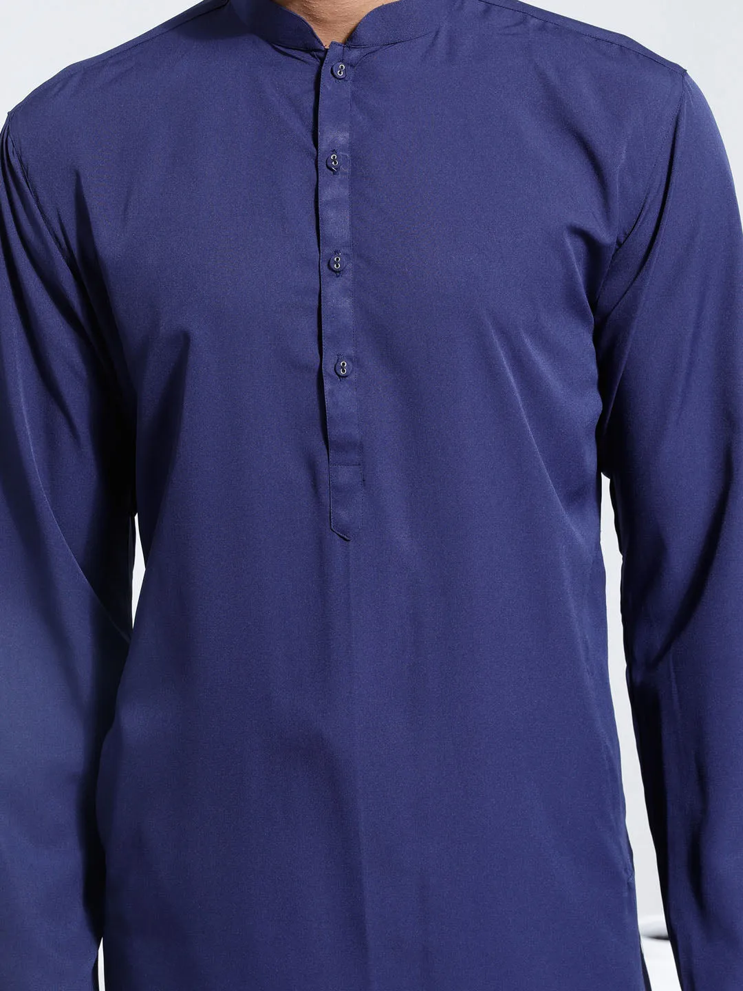 VASTRAMAY Navy Blue Crepe Kurta Set