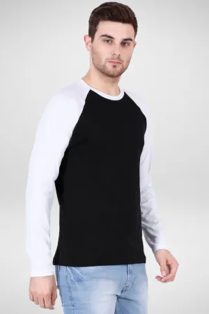 White Black Raglan Sleeve T-shirt for men