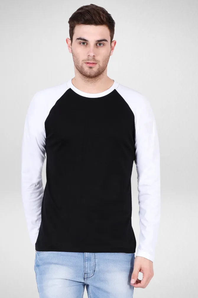 White Black Raglan Sleeve T-shirt for men