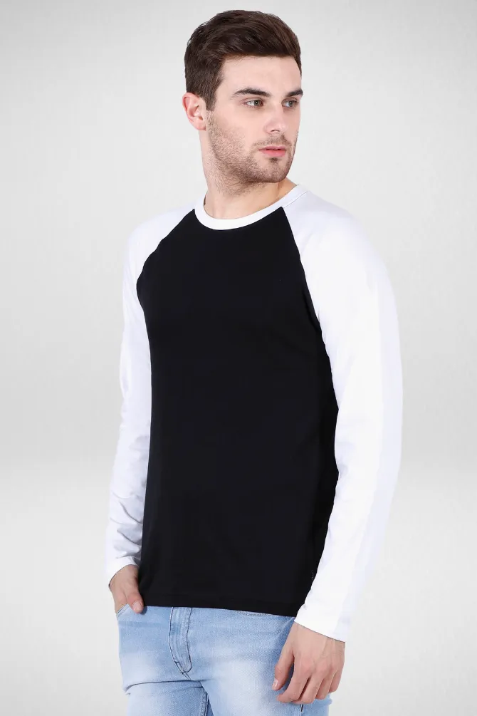 White Black Raglan Sleeve T-shirt for men