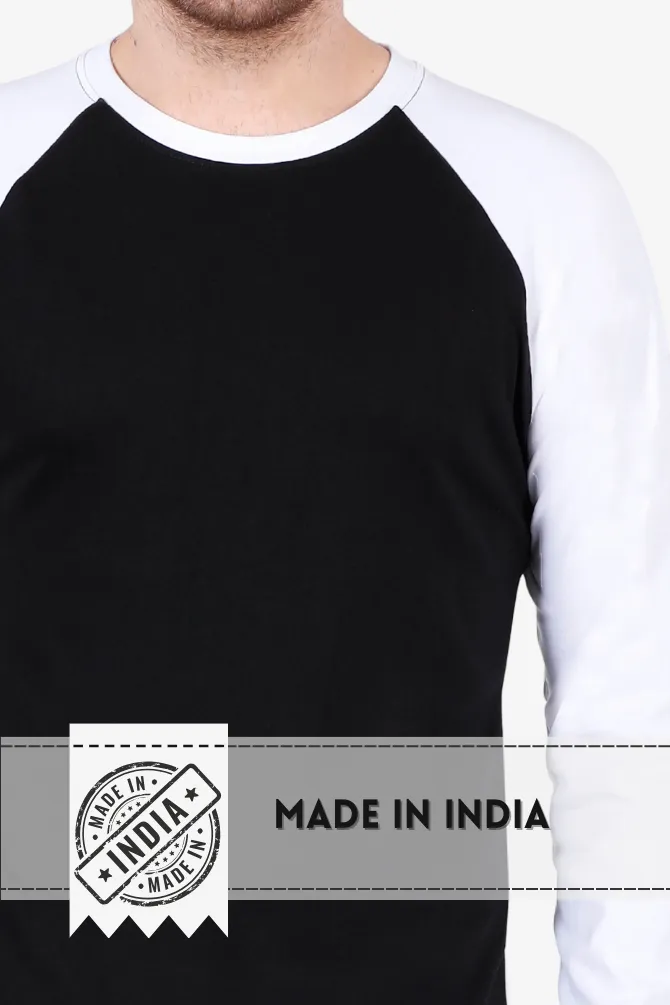 White Black Raglan Sleeve T-shirt for men