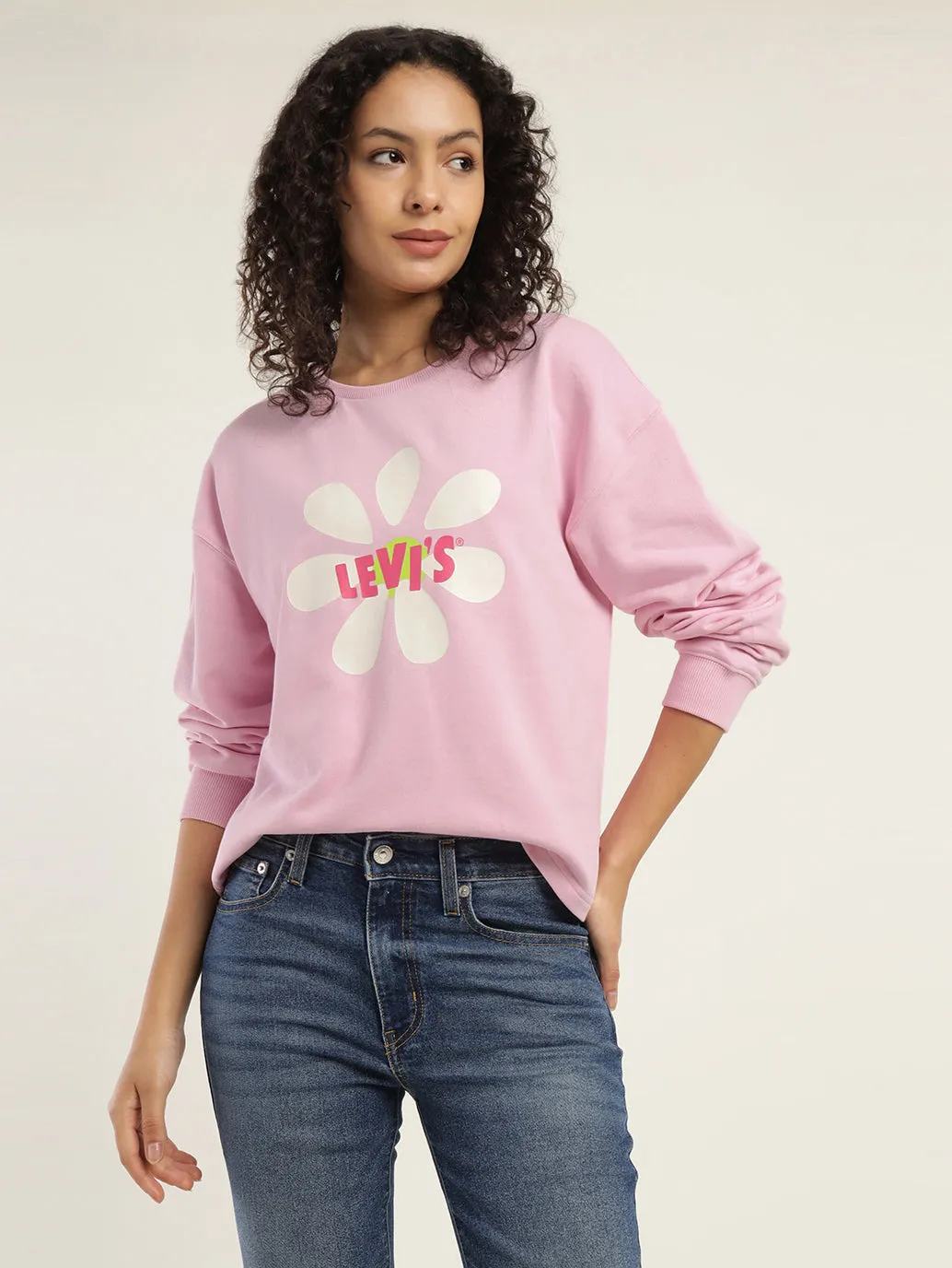 Women's Solid Lilac Crew Neck Sweatshirt